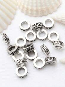 50 件仿古银复古合金光面扁珠佛珠素色轻质隔珠散珠 DIY 项链手链首饰制作项链吊坠配件 - 彩色 - 查看 1