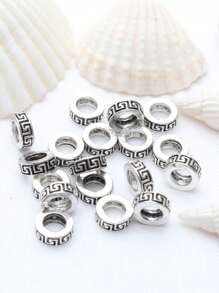 50 件仿古银复古合金光面扁珠佛珠素色轻质隔珠散珠 DIY 项链手链首饰制作项链吊坠配件 - 彩色 - 查看 5