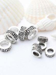 50 件仿古银复古合金光面扁珠佛珠素色轻质隔珠散珠 DIY 项链手链首饰制作项链吊坠配件 - 彩色 - 查看 2