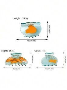4 chiếc kẹp tóc hình con cá bằng nhựa Acetate, thiết kế hình động vật dễ thương, phụ kiện tóc thời trang - Nhiều màu - Xem 2