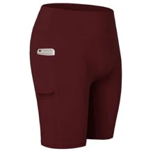 Unisex Fitness Bermuda Shorts With Pocket Comfortable Running Gym Shorts Ice Cold - Burgundy - View 1