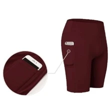 Unisex Fitness Bermuda Shorts With Pocket Comfortable Running Gym Shorts Ice Cold - Burgundy - View 4