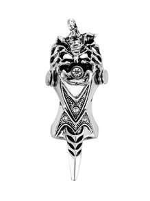 1pc Vintage Dragon Head Alloy Punk Ring For Men & Women - Antique Silver - View 10