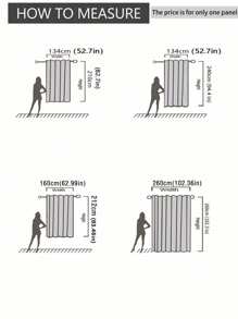 1 件方便悬挂的装饰薄纱窗帘，灰色树叶提花设计，客厅 - 灰色 - 查看 3