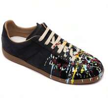 Maison Margiela Men's Replica German Army Paint Low Top Sneakers Black - 黑色 - 查看 3
