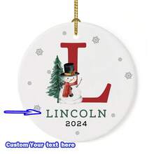 1pc Customizable Christmas Ornament - Personalized 26 Letter Alphabet Name - Festive Decoration, Customize Name Text, Christmas Gift For Yourself, Friends, Girlfriend, 8*8cm Round Ball Ornament,Christmas