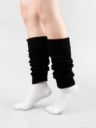 1 Pair Women Knitted Leg Warmers, Warm & Fashionable Y2K Style For Daily Wear, Autumn/Winter