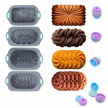 52Pieces Silicone Baking Pans Set, 4 Cups Silicone Loaf Pan For Baking Bread,Fluted Cupcake, Non-Stick Kitchen Oven Baking Pans,  Grey - Màu Xám nhạt - Xem 1