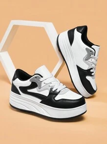 2024 New Kids Shoes Multi-Function Roller Shoes Network Breathable White & Black Unisex Children Sneakers, 4 Seasons - Black and White - View 3