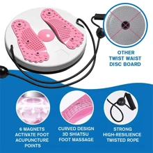 NetHong Waist Twisting Disc Body Shaping Waist Trainer Slimming Balance Board Exercisers Waist Twisting Disc, Waist Whisper With Resistance Bands And Foot Massage, Body Shaping Waist Whisper Twisting Disc Board, Waist Trainer Machine For Exercise And Toning Workout Decoration - Pink - View 5
