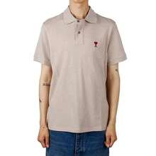 AMI Men's Heart Logo Polo Shirt Beige