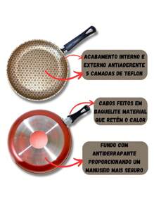 Rotoprint Non-Stick 3-Piece Frying Pan Set - Red and White - View 2