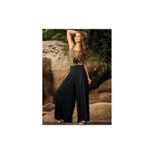 Wide Bell-Bottom Wide-Leg Pants With Pleats In Viscolycra Fabric - 獵人綠 - 查看 2