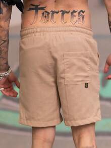 Premium Men's Linen Shorts Summer Fashion Side And Back Pockets Drawstring Beach Urban - 卡其色 - 查看 3