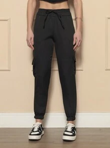 Prime Femina Jogger Cargo 4-Pocket Tailored Trousers - 黑色 - 查看 2