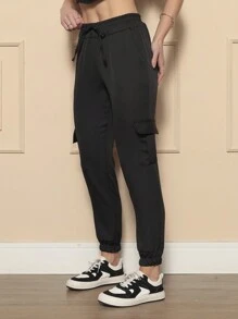 Prime Femina Jogger Cargo 4-Pocket Tailored Trousers - 黑色 - 查看 4