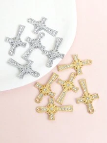 10 件装欧美街头风格花朵和设计饰物，带闪亮水钻 - 适合任何场合的时尚配饰 Lolita JK 男女项链耳环钥匙扣和服装装饰 DIY 合金吊坠宗教节日珠宝配饰