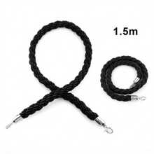 1.5M Twisted Queue Rope Barrier Post Stand Divider Crowd Control Stanchion For Clubs Hotel Bank Hospital (Black) - Black - View 3