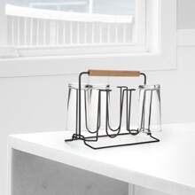 Drainer Holder 6 Cups Table Sink Dryer Organizer Black Kitchen - 黑色 - 查看 4