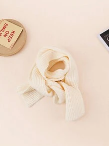 1pc Kids' Knit Solid Color Vertical Stripe Warm Neck Scarf, Unisex, Autumn/Winter