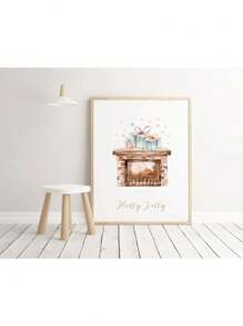 1 件圣诞节海报可爱卡通绘画海报麋鹿圣诞老人帆布印刷节日海报墙壁艺术装饰画家居装饰无框，圣诞礼物 - 彩色 - 查看 23