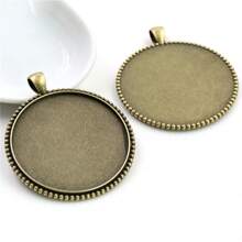 2pcs Fits 40mm Round Pendant Cabochon Blank Base Setting DIY Jewelry Making Accessories Findings
