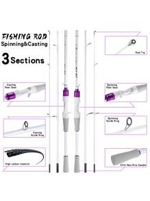 SOUGAYILANG Cần câu cá siêu nhẹ 3 đoạn 1,8M bằng carbon cao cấp, cần câu quay & cần câu đúc, cần câu di động có tay cầm bằng EVA, vòng dẫn hướng bằng thép không gỉ dành cho cần thủ chuyên nghiệp - trắng - Xem 4