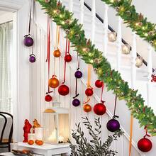 VA-Cerulean Fir Garland 3m 5m 8m Christmas Garland, Christmas Garland With Lighting, Christmas Decoration Garlands With Red Berries And Pine Cones, For Indoor And Outdoor Decoration Of Doors, Walls And Stairs - B型-300cm - 查看 4