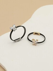 1pc Cute Sweet Women's Ring Fashion Invisible Transparent Line Pretty Butterfly Zirconia Ring Jewelry Party Gift - Multicolor - View 1