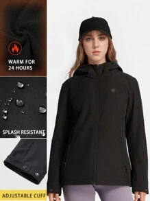 TECTOP 女士秋冬季户外羊毛夹克保暖防水拉链口袋防刮耐磨连帽