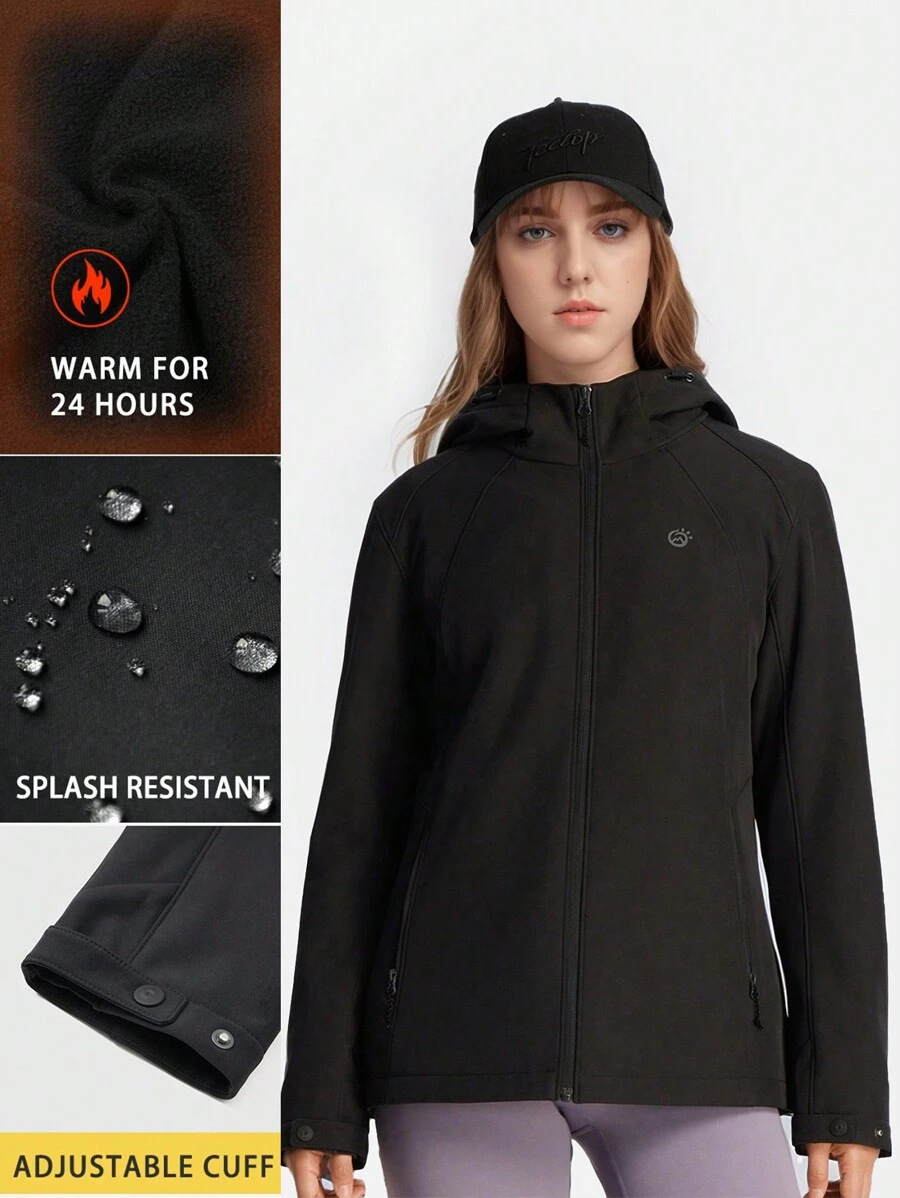 TECTOP 女士秋冬季户外羊毛夹克保暖防水拉链口袋防刮耐磨连帽