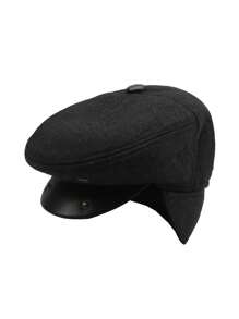 1pc 秋冬季护耳贝雷帽新款中老年八角帽保暖护耳帽英伦时尚复古平顶帽中老年人爸爸帽带耳罩贝雷帽棒球帽 - 彩色 - 查看 13