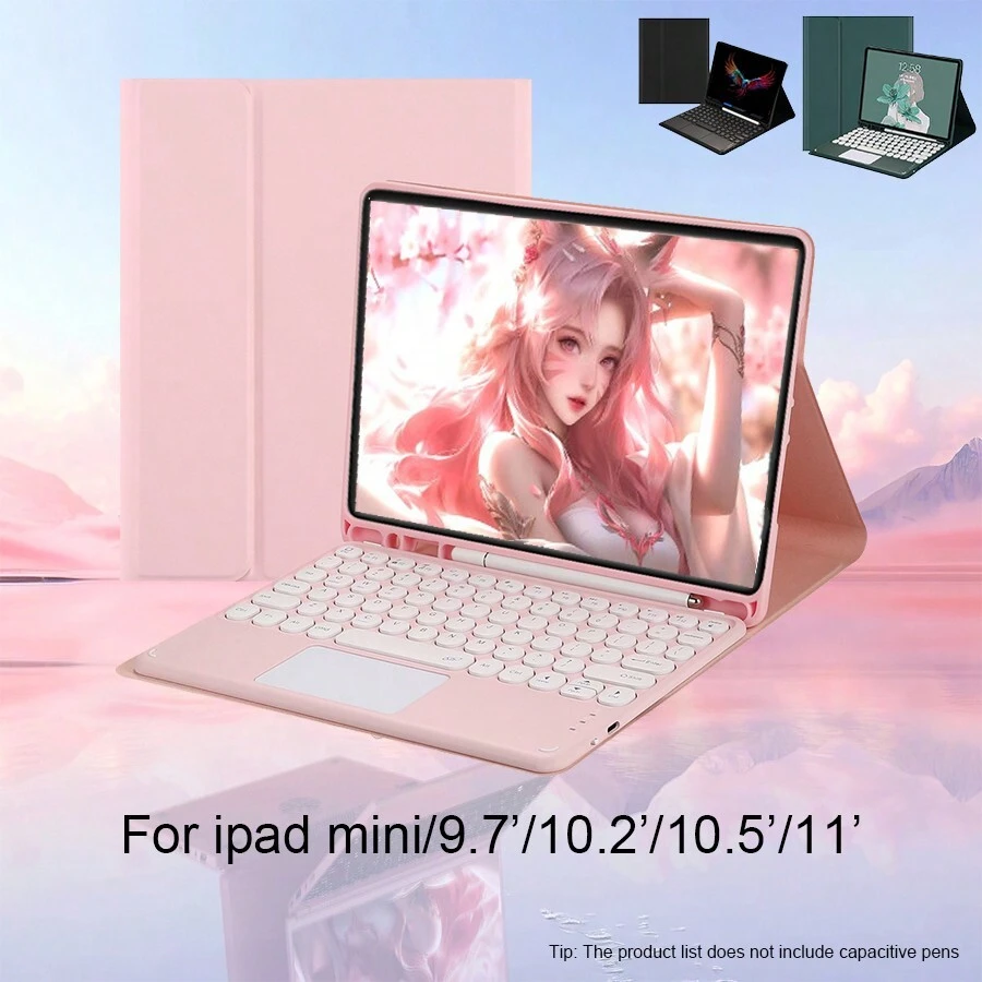 Custodia con tastiera touchpad compatibile con iPad, tastiera Bluetooth magnetica staccabile con portapenna S integrato, custodia con tastiera senza fili sottile e staccabile (rosa), funzione Sospensione/Riattivazione automatica, compatibile con iPad 1 2 3 4 5 6 7 8 9, iPad 10, iPad Pro 11, iPad Air 4, iPad Air 5