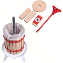1.6 Gallon Fruit And Wine Press, 6 Liter Solid Wood Basket Wine Making Press, Cider Apple Grape Crusher Juice Maker For Kitchen Home Outdoor
