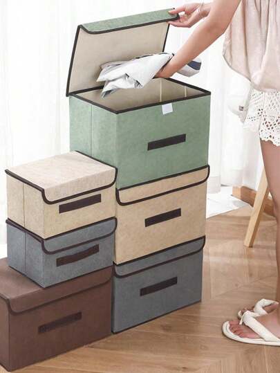 1 件家用收纳盒，带盖可折叠衣柜收纳盒，大型无纺布收纳盒，玩具服装收纳盒卧室，收纳盒，家庭收纳，适用于女士白色 T 恤、女士黑色裤子、女士冬装、连衣裙、女士冬装、优雅女士连衣裙、女士白衬衫、长袖、女士白色连体裤、女士春季连衣裙、女士春季服装、春季、春季服装、简约、夏季上衣收纳