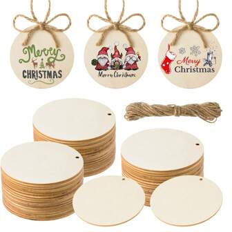 10/20/30 st oavslutade träcirklar med hål, 2,8 tums träskivor för hantverk, tomma träutskärningar för skyltar, ornament, presentetiketter, juldekor, jul