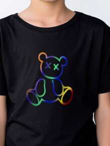 Black Children's T-Shirt Oversized Colorful Bear XX - 黑色 - 查看 2