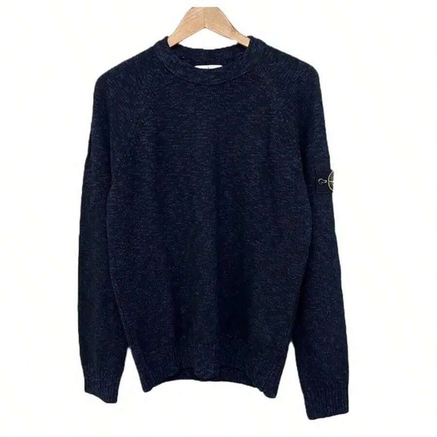 Stone Island Men's Waffen Patch Crew Neck Knit Top Navy SHEIN USA