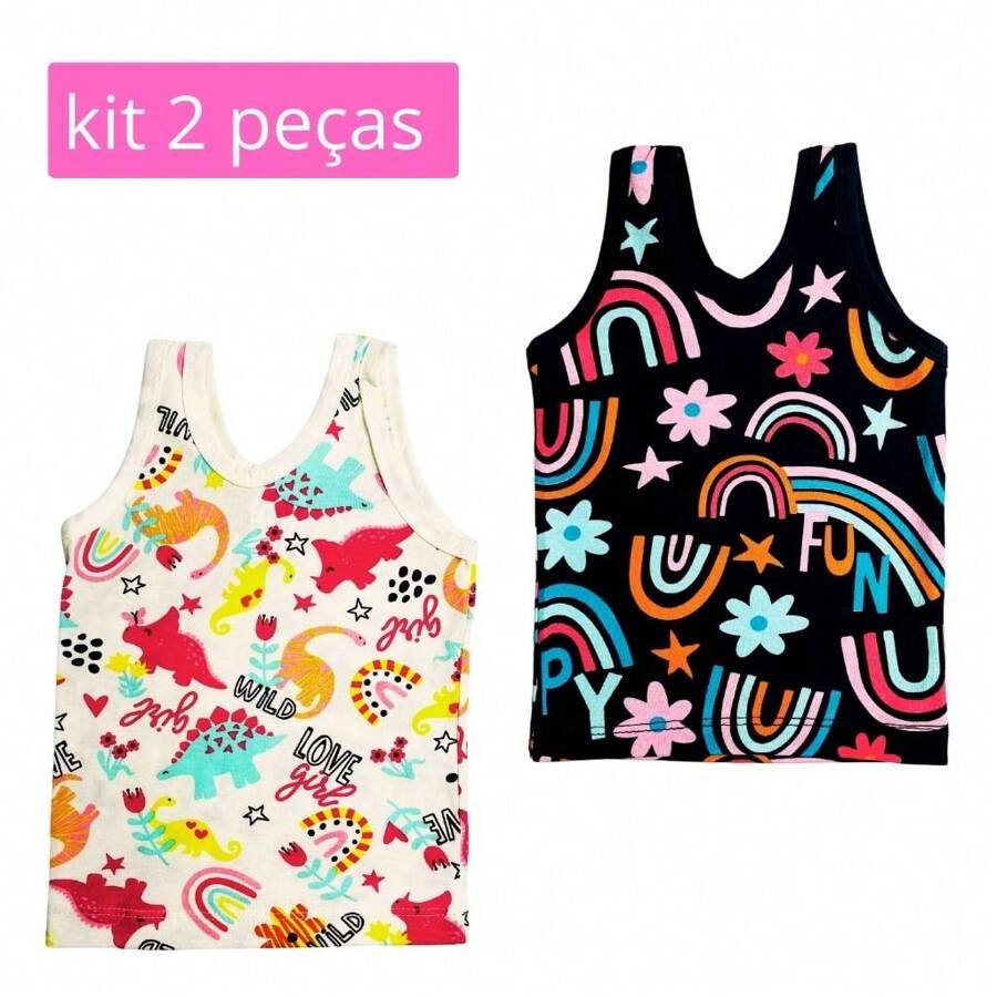 Baby Girl Clothes Printed Tank Top (Exclusive Prints) 100% Cotton 2-Piece Kit - Màu Hồng baby - Xem 1