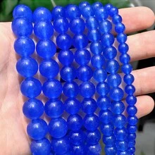 Naturalny czerwony żółty niebieski chalcedon AAAAA luźne koraliki do wyrobu biżuterii DIY zawieszki bransoletki kolczyki 15" pasmo 4/6/8/10mm