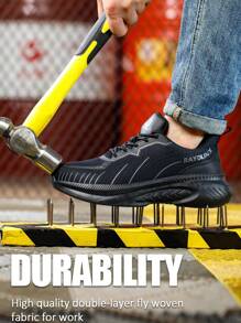 RAYDLINX Women's Steel Toe Shoes, Anti-Smash, Anti-Puncture, Comfortable, Anti-Odor, For Work Site, Protective Footwear - Black - View 2