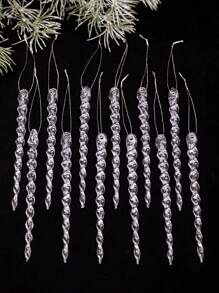 Conjunto de 6/12 pingentes de gelo transparentes para o Natal, pingentes de gelo de acrílico para o Natal, decorações para árvore de Natal, adereços para decoração de janelas em festas de fim de ano, artigos para casa, suprimentos para decoração de Natal, adequados para decoração de festas de casamento, aniversário e outras festas, adereços para criar uma atmosfera natalina, presente de Natal, decoração de Natal, decoração de quarto, decoração para casa - Multicolorido - Ver 13