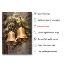 1 pieza Cartel de arte rústico vintage con campanas de Navidad sin marco, impresión en lienzo de pintura abstracta de vacaciones vintage para decoración del hogar, ideal como regalo para dormitorio, apartamento, sala de estar, dormitorio, decoración navideña, decoración de Navidad, decoración del árbol de Navidad, regalo de Navidad, decoración de Acción de Gracias, decoración de boda, decoración de otoño, decoración de cumpleaños, suministros para fiestas, decoración de interiores, decoración de festivales, decoración de Halloween, decoración de pared, adornos de Halloween