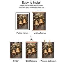 1 pieza Cartel de arte rústico vintage con campanas de Navidad sin marco, impresión en lienzo de pintura abstracta de vacaciones vintage para decoración del hogar, ideal como regalo para dormitorio, apartamento, sala de estar, dormitorio, decoración navideña, decoración de Navidad, decoración del árbol de Navidad, regalo de Navidad, decoración de Acción de Gracias, decoración de boda, decoración de otoño, decoración de cumpleaños, suministros para fiestas, decoración de interiores, decoración de festivales, decoración de Halloween, decoración de pared, adornos de Halloween