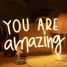 1pc You Are Amazing LED Neon Light Sign, 5V USB Powered Night Light With Glow Words Bedroom Living Room Classroom Wall Decor Sign, Hanging Smart Birthday Christmas Gift USB Powered - Warm-white - View 2