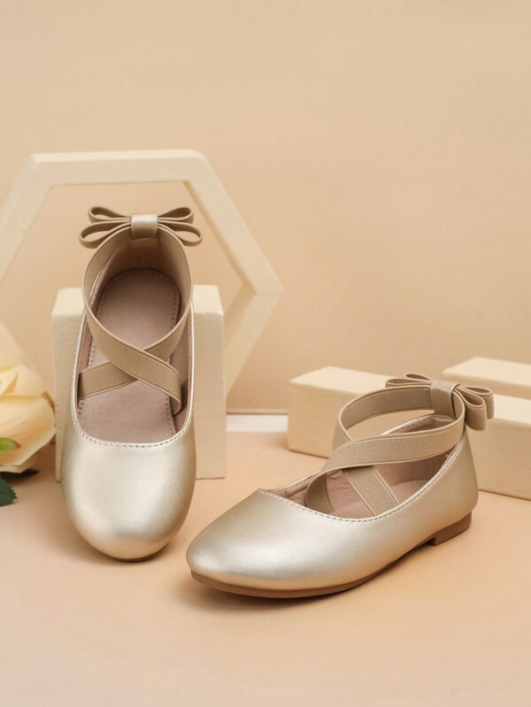 Black Elastic Strappy Elegant Princess Shoes, Soft & Comfortable For Indoor And Outdoor Wear, Suitable For All Seasons