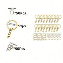 120 piezas/set Kit de anillos de salto DIY para llaveros - Pasador de ojo de tornillo de aleación de zinc mini premium para fabricación de joyas, artesanía y reparación - Accesorio de caja de herramientas fácil de usar