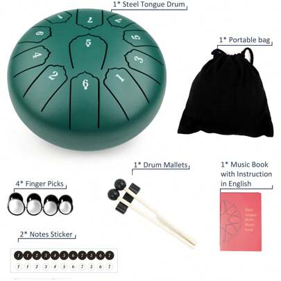 11 音符 C 大调钢舌鼓，6 英寸，空灵疗愈打击乐器