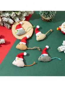 圣诞装饰1件随机颜色宠物玩具宠物用品圣诞系列仿真小老鼠毛绒玩具、派对互动玩具、猫咪自娱自乐玩具、减压玩具/部分配件、颜色、文字、图案、形状随机 - 彩色 - 查看 2