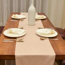 Table Runner Brilliant Faux Linen Table Runner Machine Washable Dining Table Runner For Living Room Bridal Shower - Beige - View 5